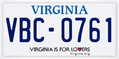VA license plate VBC0761
