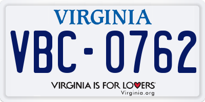 VA license plate VBC0762