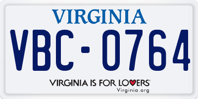 VA license plate VBC0764
