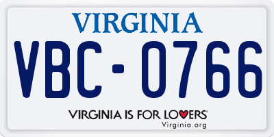 VA license plate VBC0766