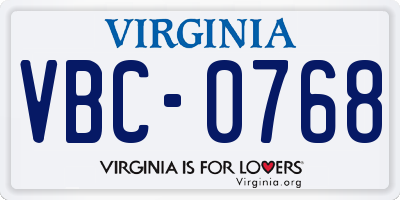 VA license plate VBC0768