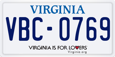 VA license plate VBC0769