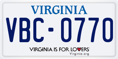 VA license plate VBC0770