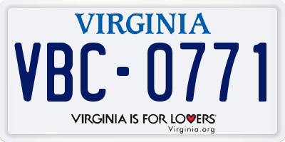 VA license plate VBC0771