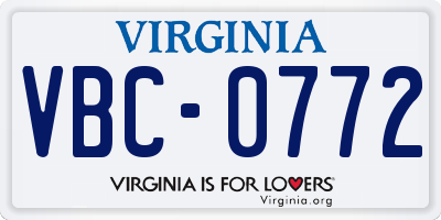 VA license plate VBC0772