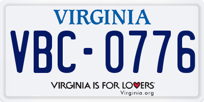 VA license plate VBC0776