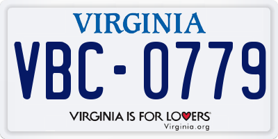 VA license plate VBC0779