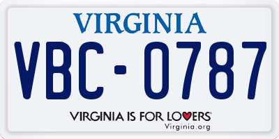 VA license plate VBC0787