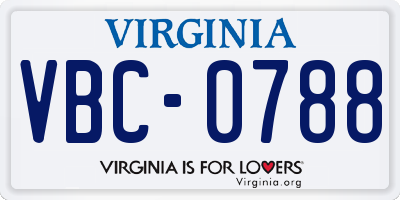 VA license plate VBC0788