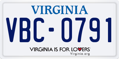VA license plate VBC0791