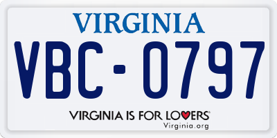 VA license plate VBC0797
