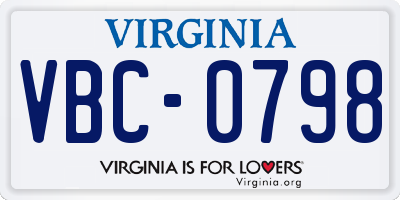 VA license plate VBC0798
