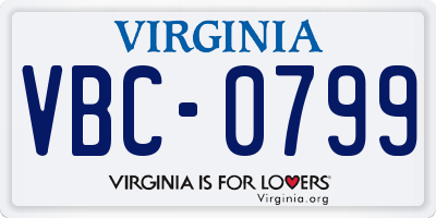 VA license plate VBC0799