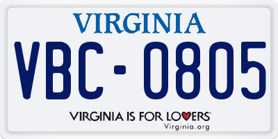 VA license plate VBC0805