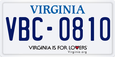 VA license plate VBC0810