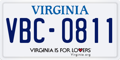 VA license plate VBC0811