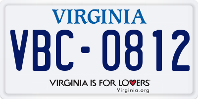 VA license plate VBC0812