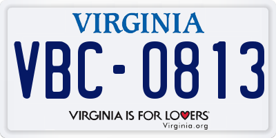 VA license plate VBC0813