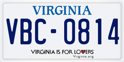 VA license plate VBC0814