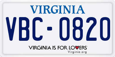 VA license plate VBC0820