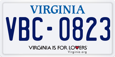 VA license plate VBC0823