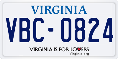 VA license plate VBC0824