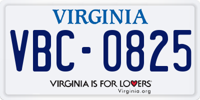 VA license plate VBC0825