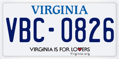 VA license plate VBC0826