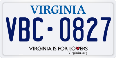 VA license plate VBC0827