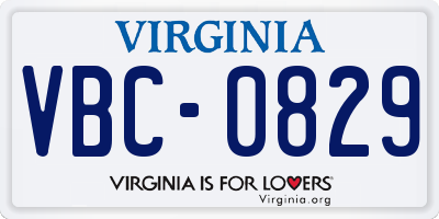 VA license plate VBC0829