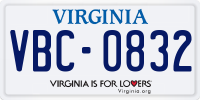 VA license plate VBC0832