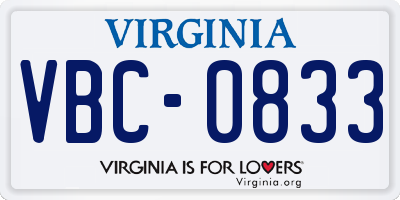 VA license plate VBC0833