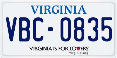 VA license plate VBC0835