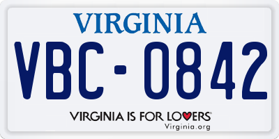 VA license plate VBC0842