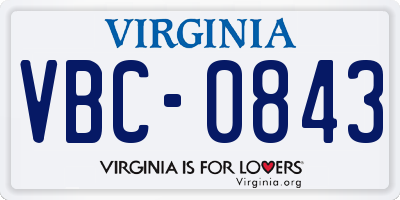 VA license plate VBC0843