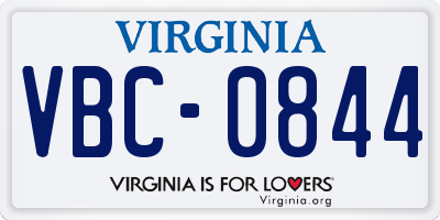 VA license plate VBC0844