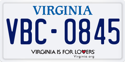 VA license plate VBC0845