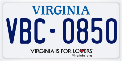 VA license plate VBC0850