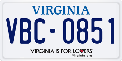 VA license plate VBC0851