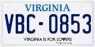 VA license plate VBC0853