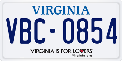VA license plate VBC0854