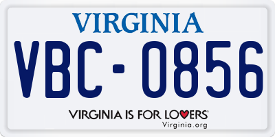 VA license plate VBC0856