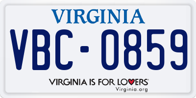 VA license plate VBC0859