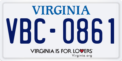 VA license plate VBC0861