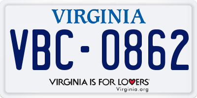 VA license plate VBC0862