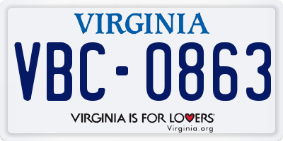 VA license plate VBC0863