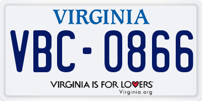 VA license plate VBC0866