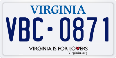 VA license plate VBC0871