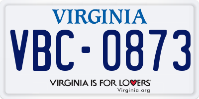 VA license plate VBC0873