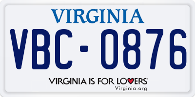 VA license plate VBC0876